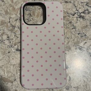 Polka Dot iPhone 15 pro max Case - Pink and White